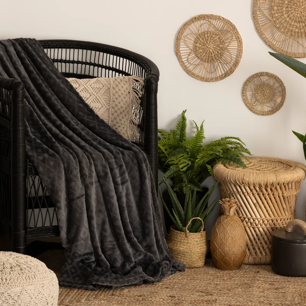 Manta Rombos 3D Gris 180x230Cm