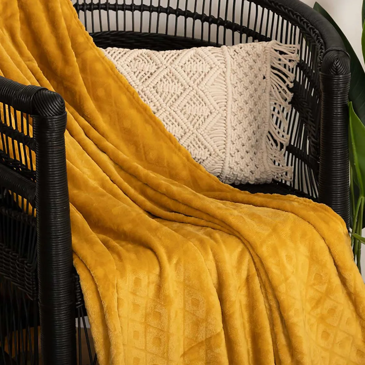 Manta Rombos 3D Ocre 180x230Cm