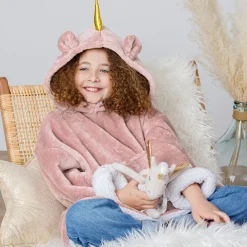 Manta Sudadera Capucha Unicornio 60x95Cm