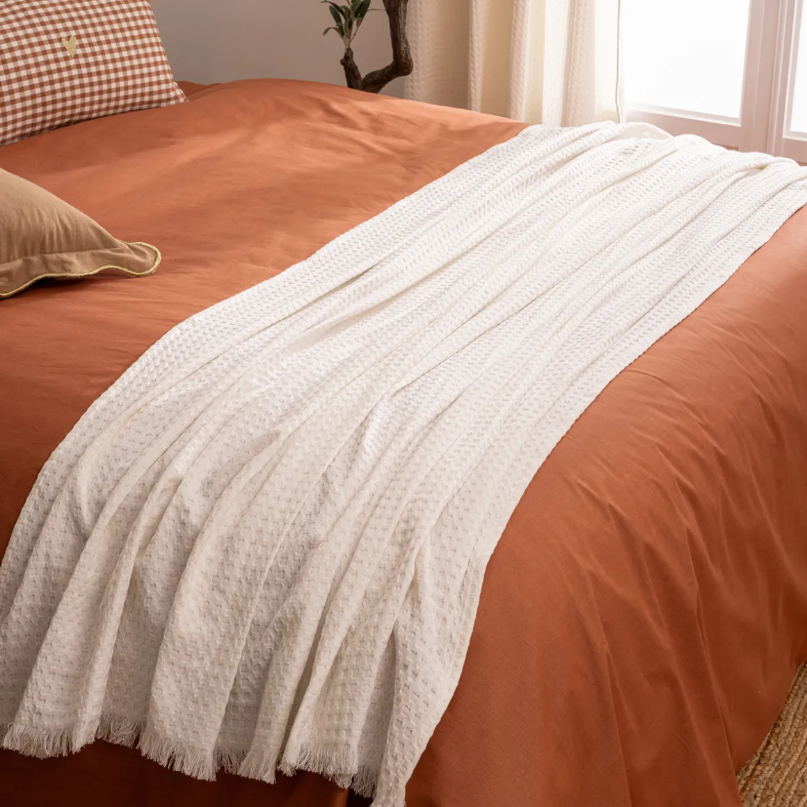 Manta The Floral Waffle Blanca 130x180cm