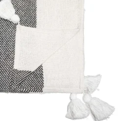 Manta Tropi Blanca Y Negra Con Borla 130x180cm
