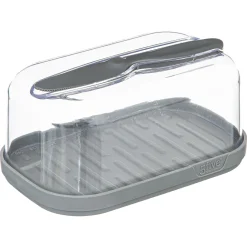 Mantequera De Plástico Gris C/Cuchillo