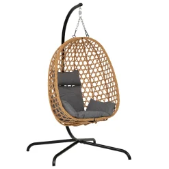 Mecedora gris pardo con cojín blanco