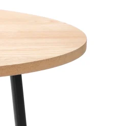 Mesa auxiliar beige de madera y metal D40cm