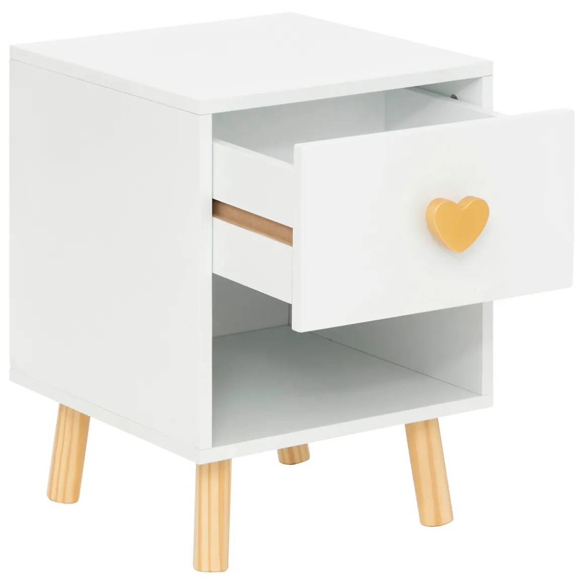 Mesa Auxiliar Con Corazones Blanca