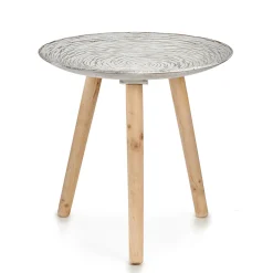 Mesa auxiliar de madera tapa decoración espiral