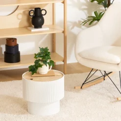 Mesa auxiliar ENOLA blanca y beige