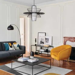 Mesa De Centro Negra De Metal 100x100x36Cm