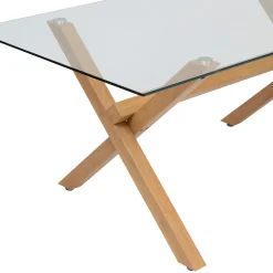 Mesa de comedor JOREL con tapa de vidrio 90x180cm