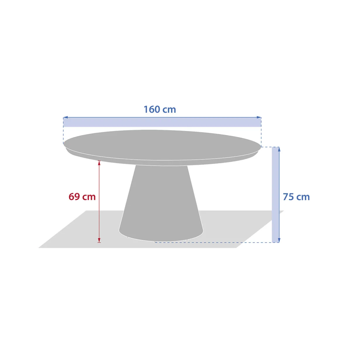 Mesa de exterior redonda YCONIA de aluminio