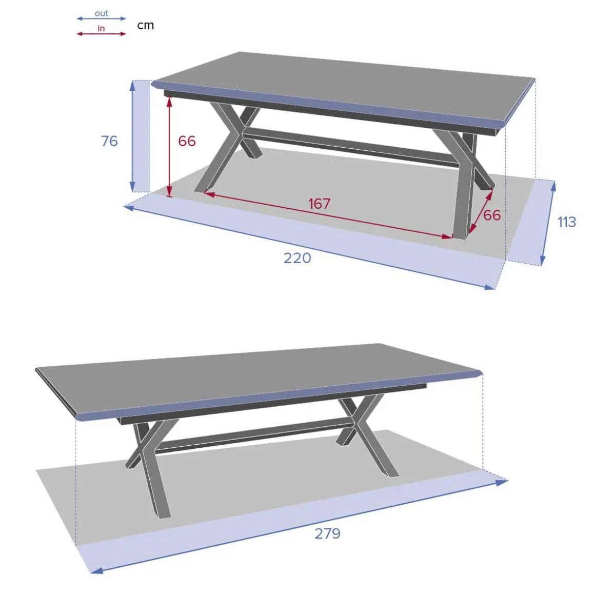 Mesa extensible AXIOME gris ardósia 220-279cm