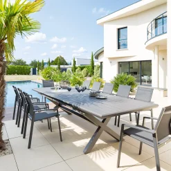 Mesa extensible AXIOME gris ardósia 250-330cm