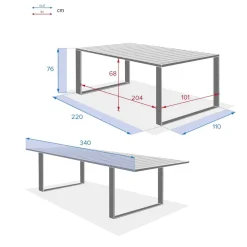 Mesa extensible CORVO de aluminio y madera acacia