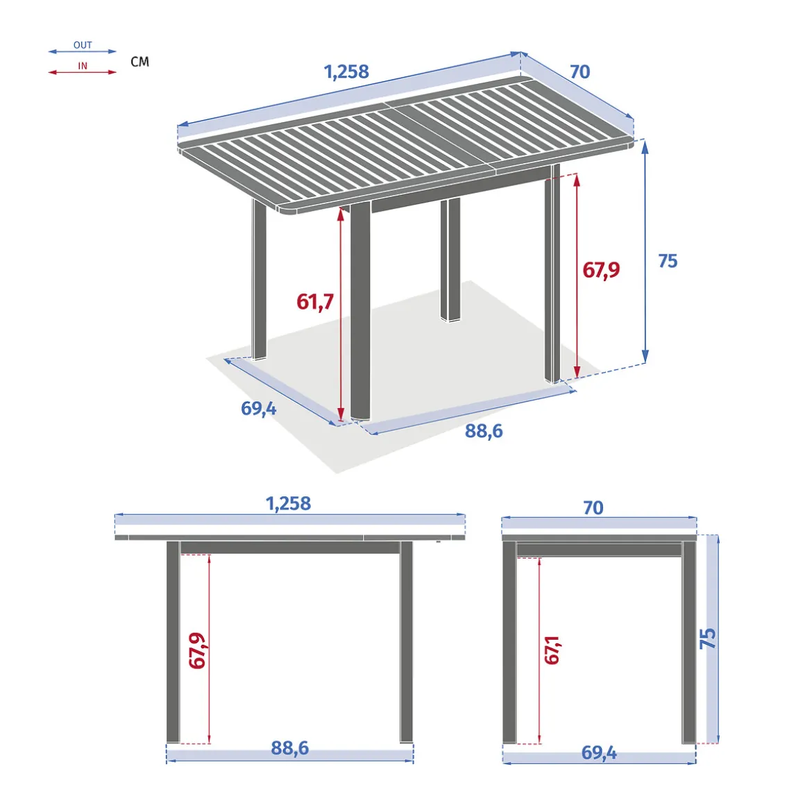 Mesa extensible FOLYA de aluminio y madera