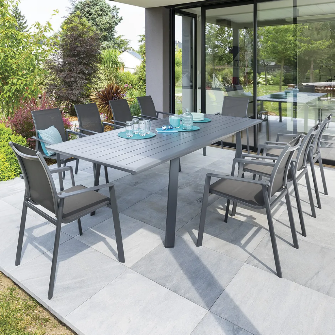 Mesa extensible PAVANE gris graphite 170-264cm