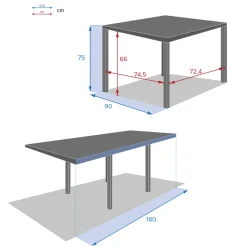 Mesa extensible PIAZZA gris graphite 90-180cm