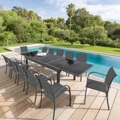 Mesa extensible PIAZZA gris graphite 135-270cm