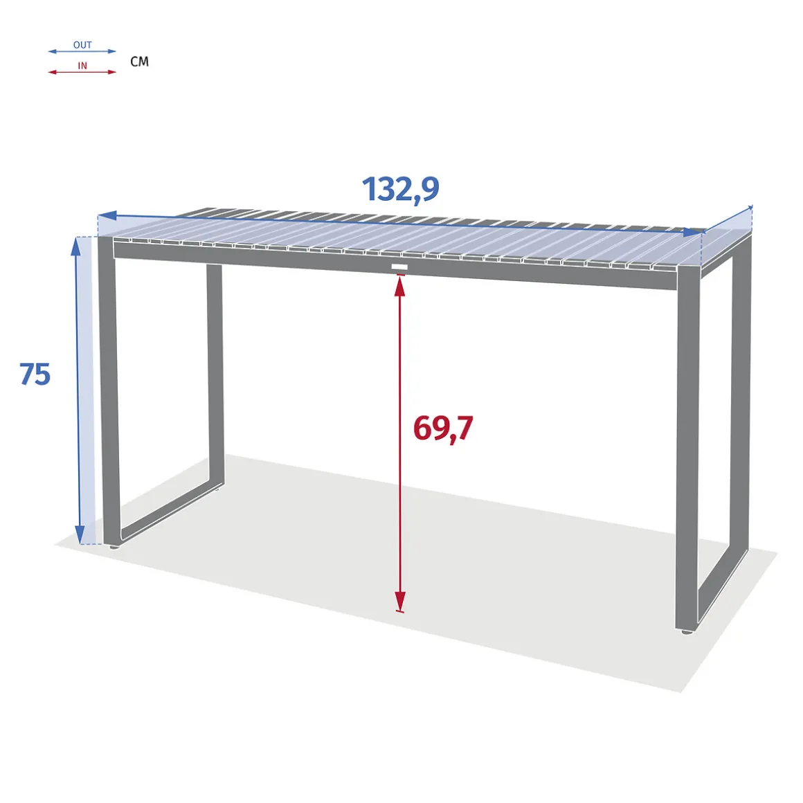 Mesa LENSIA de aluminio y madera eucalipto