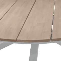 Mesa ORIENGO redonda blanca de madera acacia