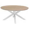 Mesa ORIENGO redonda blanca de madera acacia