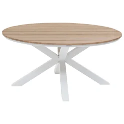 Mesa ORIENGO redonda blanca de madera acacia
