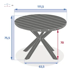 Mesa ORIENGO redonda blanca de madera acacia