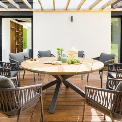 Mesa ORIENGO redonda graphite de madera acacia