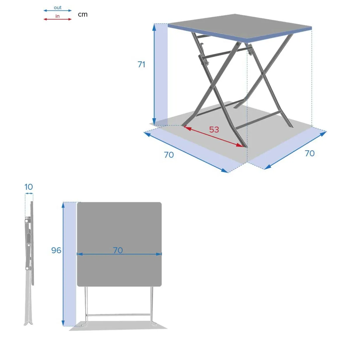 Mesa plegable GREENSBORO gris