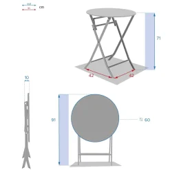 Mesa plegable GREENSBORO redonda verde oliva