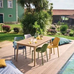 Mesa TIWI marrón de madera acacia 6 personas