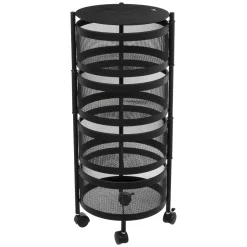 Mueble auxiliar redondo MAYAJ negro de acero 33x76