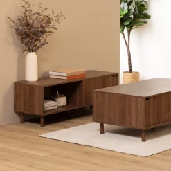 Mueble de TV SLIDY marrón de mdf con 2 puertas