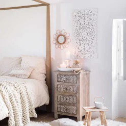 Mural De Madera Tallada Blanco 85x45Cm