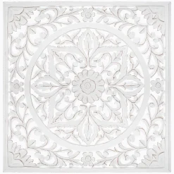 Mural De Madera Tallada Blanco 90x90Cm