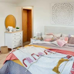 Mural De Madera Tallada Blanco 90x90Cm