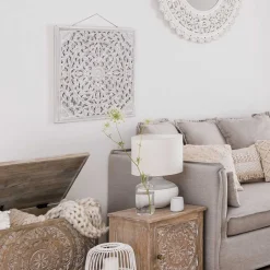 Mural de Madera Tallada Blanco 58x58Cm