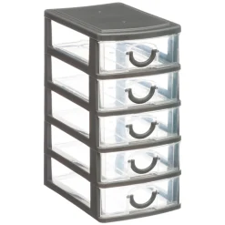Organizador C/5 Cajones 9x13x18.7Cm Gris