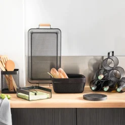 Panera Mayaj Metálica Negra 24x24x11Cm