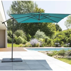 Parasol excéntrico MANOA azul canard 2.5x2.5m