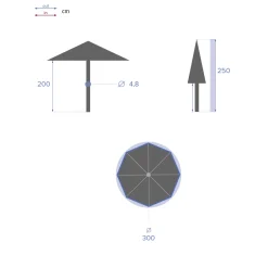 Parasol LOOMPA azul canard 3m