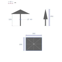 Parasol LOOMPA gris pardo 2x3m