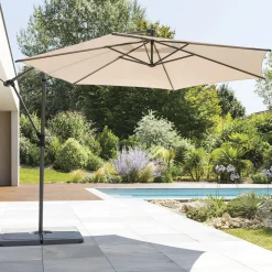 Parasol MANOA excéntrico gris pardo 3m