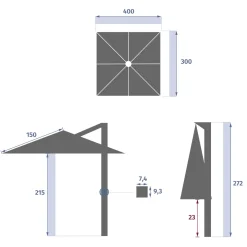Parasol MELHIA color lino 4x3m