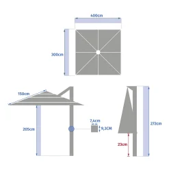 Parasol MELHIA color lino 4x3m