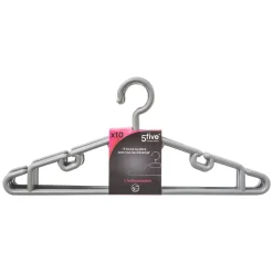 Percha De Plástico Gris 10Uds