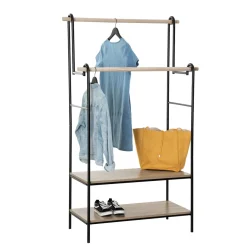 Perchero Con Barra Doble Y 2 Estantes