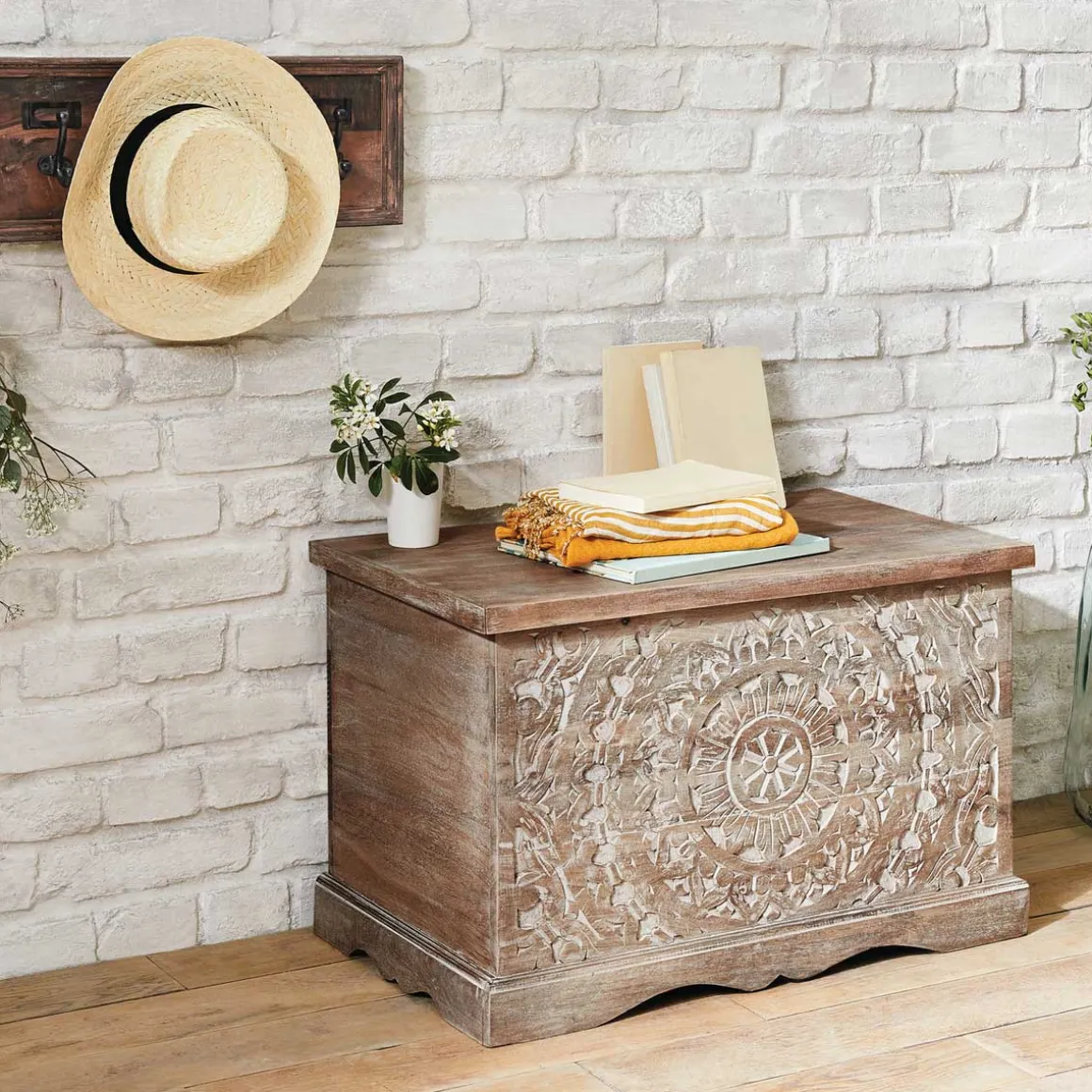 Perchero De Madera Con 5 Ganchos 82x20Cm