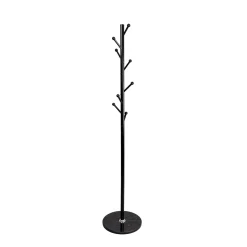 Perchero de pie negro con 8 ganchos y base marmól