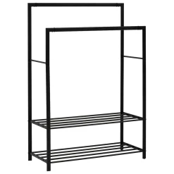 Perchero doble ATHENA negro con 2 baldas