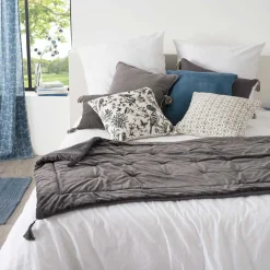 Pie De Cama Terciopelo Gris 80x180Cm